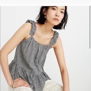 Madewell Ruffle-Strap Cami Top in Gingham